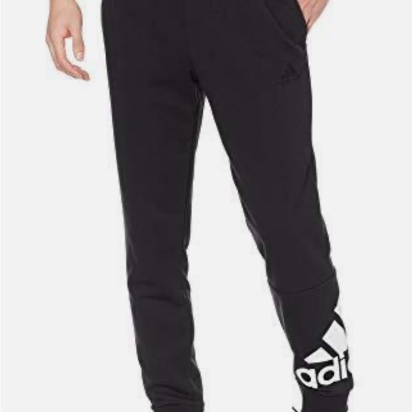 adidas Black Sweatpants with White Logo Euc - Picture 1 of 4
